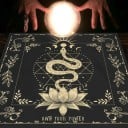 Tafelkleed met tarotmotieven 75 x 75 cm Zwart tafelkleed met slangmotief Decoratie voor waarzeggerij Altaar tafelkleed Esoterische en mystieke 2