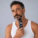 Tăietor de păr și bărbăție cu lamă în formă de T pentru bărbați Baterie 400 mAh Autonomie 3 ore Corp transparent Negru Mașină de tuns pentru contururi 7