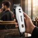 Tăietor profesional de păr și bărbă pentru bărbați Reîncărcabil Durată de viață 180 minute Ecran LED Cap de tăiere din oțel inoxidabil Alb Set 6