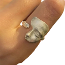 Taille réglable Bague pour femme en alliage de cuivre Motif en relief de visage humain Design artistique moderne Bijou de mode original 1