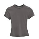 Tailliertes Kurzarm-T-Shirt für Damen. Einfacher Rundhalsausschnitt. Elegantes elastisches Oberteil für die Freizeit. Modisches 15