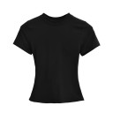 Tailliertes Kurzarm-T-Shirt für Damen. Einfacher Rundhalsausschnitt. Elegantes elastisches Oberteil für die Freizeit. Modisches Slim-Fit-T-Shirt. 1