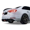 Takapuskuri difuusori LED-valolla ja 4 putkelle tarkoitetuilla aukkoilla, ABS-muovia, musta kiiltävä, Audi A4 B9 S-Line ja S4 Sedan 2017–2019 5