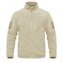Taktische Outdoor-Fleecejacke für Herren mit mehreren Reißverschlusstaschen, hoher Kragen, Sportjacke, winddichte Wanderkleidung 7