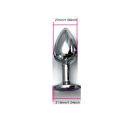 Tamaño de tapón anal de metal. M 27 x 31,6 mm con piedra morada decoración erótica de lujo superficie lisa compatible con lubricantes embalaje 2