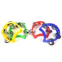 Tamburina a forma di mezzaluna Telaio in plastica con piatti metallici Dimensioni circa 10 cm Strumento musicale per accompagnamento ritmico al canto 3