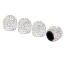 Tampas das válvulas com pedras 4 pcs Tampas decorativas brilhantes para válvulas de pneus de automóvel Forma cilíndrica arredondada Dimensões 4