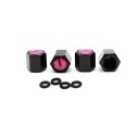 Tampas de válvulas com motivo de lábios rosa 4 pcs Tampas decorativas para válvulas de pneus Forma hexagonal Liga de zinco Dimensões 1,2 x 1 4