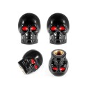 Tampas de válvulas de pneus em forma de caveira com olhos vermelhos 4 pcs Tampas decorativas com rosca interior Comprimento 2,2 cm Decoração 1
