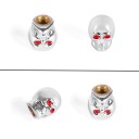 Tampas de válvulas de pneus em forma de caveira com olhos vermelhos 4 pcs Tampas decorativas com rosca interior Comprimento 2,2 cm Decoração 3