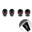 Tampas de válvulas de pneus em forma de caveira com olhos vermelhos 4 pcs Tampas decorativas com rosca interior Comprimento 2,2 cm Decoração 4