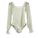 Taneční body pro ženy s dlouhým rukávem a hlubokými zády, průsvitné rukávy, materiál nylon a elastan, na balet a tanec 4