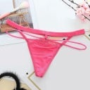 Tanga erotică pentru femei cu dantelă și inel decorativ Talie cu șnururi subțiri și decupaje pe laterale Bumbac Mărime universală 8