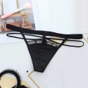 Tanga erotici da donna con pizzo e anello decorativo Vita con sottili lacci e aperture sui lati Cotone Taglia universale 1