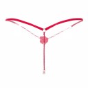 Tanga erotici da donna G-string con stringhe perlate Rosa decorativa davanti Imitazione perle Taglia universale Nylon con spandex 8