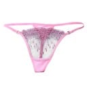 Tanga G-string da donna Biancheria seducente con rete trasparente e gocce in pizzo Taglia universale per circonferenza vita da 60 a 72 cm 5