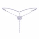 Tanga G-string feminina erótica com cordões de pérolas Rosa decorativa à frente Imitacão de pérolas Tamanho universal Nylon com spandex 1