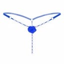 Tanga G-string para mujeres con cintas de perlas Rosa decorativa en la parte delantera Imitación de perlas Talla única Nylon con spandex 4