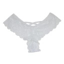 Tanga V-String em renda para mulheres com parte traseira em forma de V Alças cruzadas finas Renda floral com borda ondulada Spandex 2