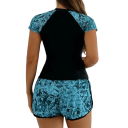 Tankini da donna con maniche corte e pantaloni sportivi in poliestere ed elastan set da bagno per spiaggia e nuoto 2