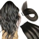 Tape in páska na prodlužování vlasů 20 ks 30 cm přírodní lidské vlasy s lepicí páskou pro prodloužení a zahuštění účesu 16