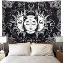 Tapeçaria boémia com estrelas e lua - Cortina de parede - Decoração Boho para quarto e sala de estar - À prova de água - Lavável - Repelente de sujidade 2