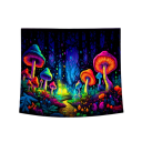 Tapeçaria com motivo de floresta e cogumelos Gobelino abstrato Estilo Boho Tecido decorativo suspenso Decoração de parede Quarto Sala de estar Escritório Café 1