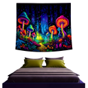 Tapeçaria com motivo de floresta e cogumelos Gobelino abstrato Estilo Boho Tecido decorativo suspenso Decoração de parede Quarto Sala de estar Escritório Café 2