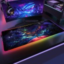 Tapete de jogo com iluminação LED 300x700x3 mm preto com motivo de galáxia e humano para gaming no PC 2
