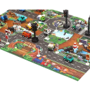 Tapete de jogo infantil 83 x 57 cm Tapete macio com padrão de estradas e transporte urbano Tapete de escalada Parque de estacionamento Mapa 2