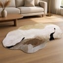Tapete moderno com padrão abstrato 200 x 140 cm Forma irregular Base antideslizante Bege e castanho Para a sala de estar e o quarto 2