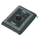 Tapis de prière portable 100 x 60 cm Tapis de voyage avec coins antidérapants Design pliable Poche avec boussole Prière à la maison et à l'extérieur 8