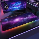 Tapis de souris et de clavier de grande taille avec éclairage LED 300x800x4mm avec motif galaxie en violet pour PC 2