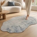 Tapis moderne avec motif abstrait 280 x 180 cm Forme irrégulière Dos antidérapant Polyester Gris et bleu Pour le salon et la chambre 5