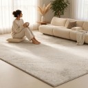 Tapis moderne pour le salon avec motif délicat 120 x 80 cm en polyester beige clair Tapis d'appoint pour le salon et la chambre 2