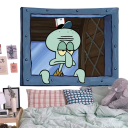 Tapiseria na stenu SpongeBob Sépiak Chobotnica 90 x 150 cm Kreslená dekorácia Detská izba Spálňa Estetická závesná látka Gobelín 2