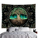 Tapiserie cu motiv de pădure 60 x 90 cm Copac Goblen abstract Stil Boho Decorațiune textilă de perete Dormitor Living Birou Cafenea Element artistic 2