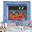 Tapisserie 90 x 150 cm Monsieur Krabs Tapisserie murale dessinée Tissu suspendu coloré Décoration pour chambre d'enfant Décoration esthétique murale 2
