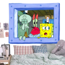 Tapisserie murale Calmar Octopus Monsieur Krabs SpongeBob 90 x 150 cm Décoration dessinée Chambre à coucher Chambre d'enfant Tapisserie esthétique suspendue 2
