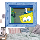 Tapiz de pared SpongeBob 90 x 150 cm Decoración de dibujos animados Fondo colorido Dormitorio Habitación infantil Tapiz estético de pared Tela de pared 2
