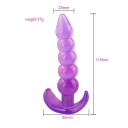 Tapón anal de silicona con cinco bolas una encima de la otra con mango curvo para un fácil manejo y embalaje discreto para mayor comodidad y privacidad. 3