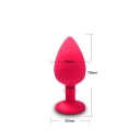 Tapón anal de silicona rojo tamaño S con piedra transparente extraíble, ideal para diversificar con estilo los momentos íntimos. Embalaje discreto. 2