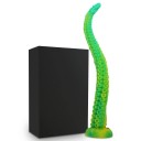 Tapón anal verde extra largo en forma de tentáculo de pulpo con superficie detallada y ventosa, longitud 58 cm, embalaje discreto. 1