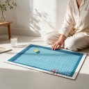 Tappetino antiscivolo per bagno 40 x 60 cm con stampa di piscina con anatra gialla e scala rossa in blu con bordo bianco 6