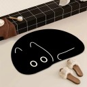 Tappetino da bagno 50 x 80 cm a forma di gatto arrotolato con fondo antiscivolo in colore nero con disegno a linee crema 5