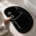 Tappetino da bagno 50 x 80 cm a forma di gatto arrotolato con fondo antiscivolo in colore nero con disegno a linee crema 7