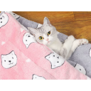 Tappetino in flanella traspirante per gatti 69 x 52 cm Coperta morbida con stampa di gatti bianchi Luogo confortevole per il riposo degli animali domestici 2