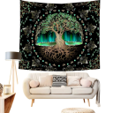 Tappeto a motivi forestali 60 x 90 cm Albero Gobelino astratto Stile Boho Decorazione murale in tessuto Camera da letto Soggiorno Ufficio Caffetteria Elemento artistico 6