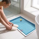 Tappeto da bagno 50 x 80 cm con disegno di piscina piastrellata con anatra galleggiante e scala rossa in azzurro 6