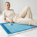 Tappeto da bagno 50 x 80 cm con disegno di piscina piastrellata con anatra galleggiante e scala rossa in azzurro 7